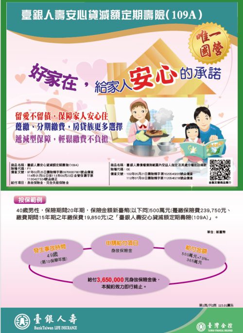 安心貸減額定期壽險DM