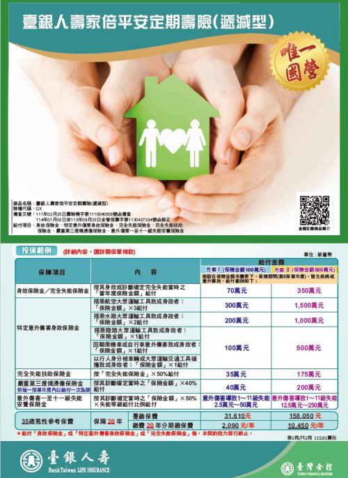 家倍平安定期壽險DM